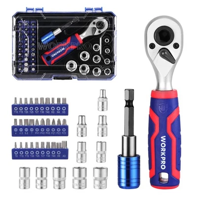 WORKPRO Socket Wrench Set, Bit Ratchet Set, 6.35mm Drive, 42-Piece Set, 2-in-1 R - Image 1 of 4