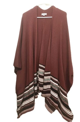 Joseph A - Poncho Cárdigan Tejido Frontal Abierto - Para Mujer L/XL - Rojo Ladrillo Granate Usado en Excelente Condición Foto 1 de 4