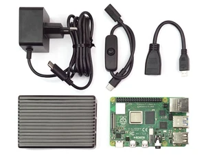 Raspberry Pi 4 4GB Kit / Alu Gehäuse / Netzteil + Schalter / Micro HDMI Adapter - Bild 1 von 7