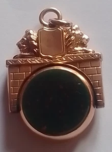 Victorian 9ct Rose Gold Lion Head Swivel Fob Pendant ~ Carnelian & Blood Stone - Picture 1 of 9
