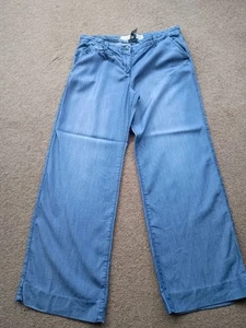Next Wide Leg Jeans Trousers 14r Lyocell Tencel Blue - Picture 1 of 5