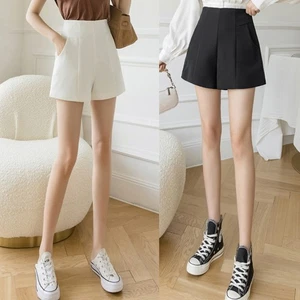 Ladies' Solid Color Fashionable Thin Pocket Casual High Waisted Suit Shorts - Picture 1 of 30