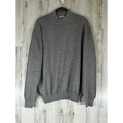 Gran Sasso Sweater Size 50 Medium Pure Virgin Wool Pullover Gray Mock Neck - Image 1 of 4