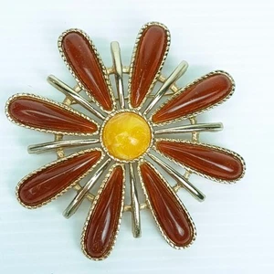 Vintage Sara Coventry Brooch Sun Ray Flower Pin Large Gold Tone Canada 1970s - Bild 1 von 10