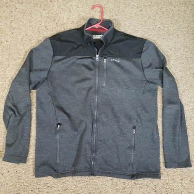 ORVIS Fleece Full Zip Jacket Mens Large Grey Black Softshell Stretch  - Image 1 of 4