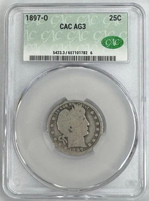 1897 O Barber Silver Quarter CAC-G AG03 ✳️✳️CAC CERTIFIED✳️✳️ - Image 1 of 2