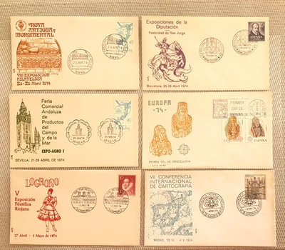 Spain, 1974 - 6 FDC,s ( Noya, Barcelona, Sevilla, Madrid, Logrono  ) - Image 1 of 4