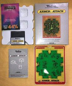 Vintage GCE Vectrex ARMOR ATTACK  Arcade Game Complete Box, Manual, Overlay 1980
