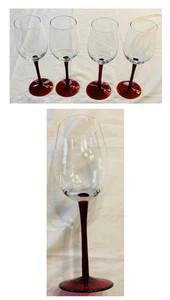 Vintage Weingläser 10 Unzen ROTER VORBAU 8,5" hoch 4-teiliges Set - Bild 1 von 5