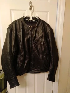 Power Trip Black Leather Motorcycle Jacket Men's 5X - Picture 1 of 9