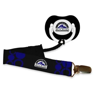 Colorado Rockies Black Pacifier and Pacifier Clip - MLB Baby Fanatic Combo Set - Picture 1 of 1