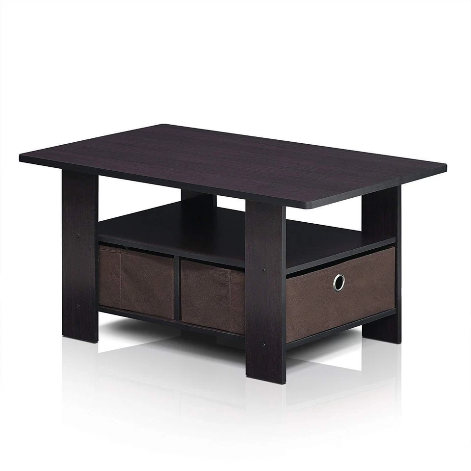 Mesa de centro Furinno Andrey con cajón contenedor nogal oscuro Foto 1 de 1