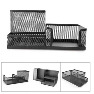Mesh Stil Schreibtisch Ablage Schreibtisch Büro Stift Bleistift Halter Aufbewahrung Metall Schwarz - Bild 1 von 8