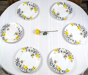 6 + Set Royal Norfolk Ceramic Bee Dinner Plates Floral Yellow White Spring 10.5" - Picture 1 of 19