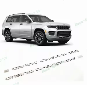 2PCS 2021+ Jeep Grand Cherokee WL/WK Side Door Nameplate Emblem Silver Gray - Picture 1 of 9