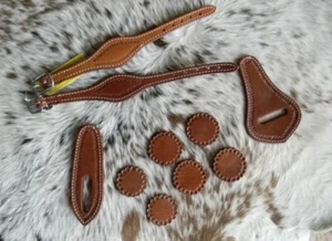 Medium Oil 10 Piece Top Grain Leather Western Saddle Repair Kit Horse Tack - Picture 1 of 4