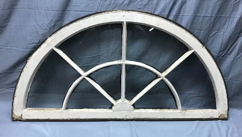 Antique 8 Lite Arched Top Sunburst Transom Window Sash 21x42 Old VTG 1043-22B Cover