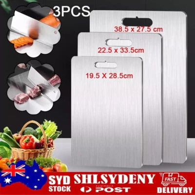 3X  Stain Steel Cutting Board - 100% Stain Steel Chopping Board Set for Kitchen - image 1 of 4