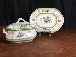 Cauldon England Tureen and Platter Set Floral Pattern 4744 Edwardian Porcelain - Picture 1 of 5
