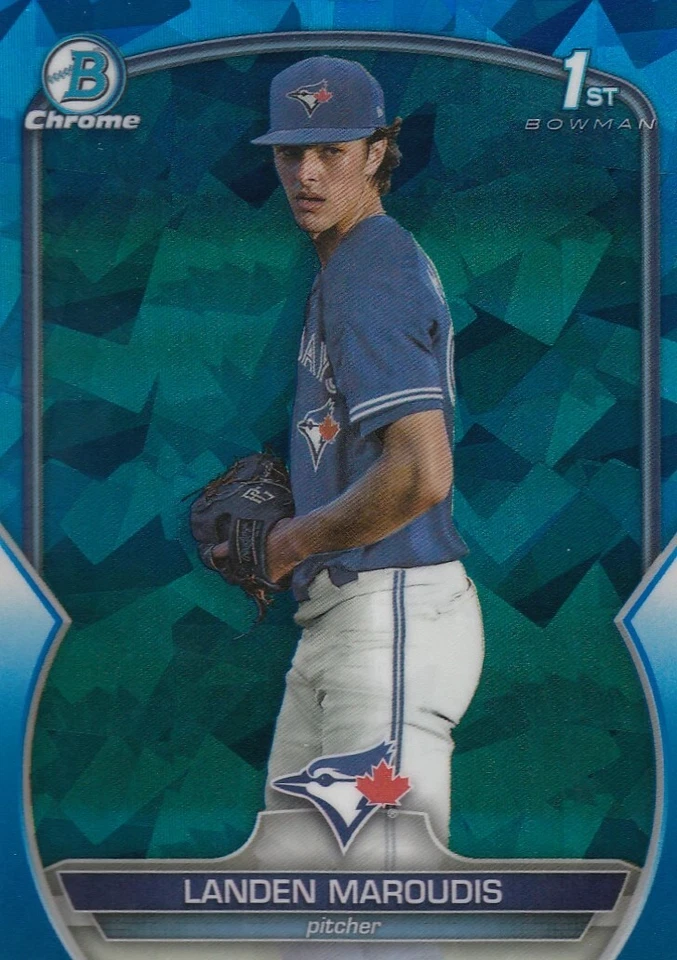 LANDEN MAROUDIS BOWMAN CHROME SAPPHIRE DRAFT 1ST ROOKIE RC BLUE JAYS #138 2023 - Image 1 of 1