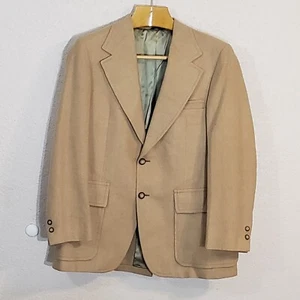 Vtg Mens Beige Sport Coat Blazer Jacket Size 40R Rothchild's Stuart Keith Orig - Picture 1 of 7