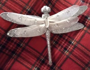 Silver Dragonfly Bejeweled Glitter Clip On Christmas Ornament 5” GORGEOUS - Bild 1 von 1