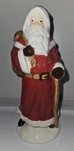 Altmodische rot-weiße Keramik Weihnachtsmann Urlaub Weihnachtsdeko Figur - Bild 1 von 6