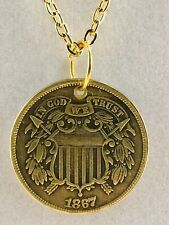 United States Coin Necklace 2 Cent USA Pendant Vintage Custom Rare Coins