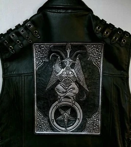 BAPHOMET ZIEGE (SILBERFARBE) ECHTLEDER-RÜCKENAUFNÄHER - Bild 1 von 4