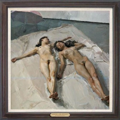 Handmade Original Oil Painting art chinese female nude girl on canvas 30"X30" - Image 1 of 2