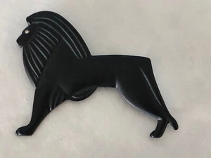 Rare Vintage Art Deco Black Egyption Lion Brooch - Picture 1 of 6