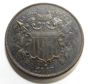 1867 Two Cent Type coin with nice XF Details (299) - Picture 1 of 2