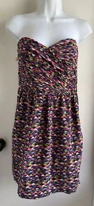 Shoshanna Size 6 Silk Strapless Geometric Print Mini Party Dress Designer - Picture 1 of 4