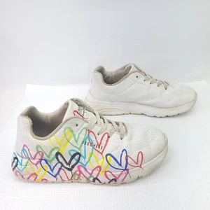 Skechers Uno Lite Heart Wedge Sneakers Lace Up Athletic Training Shoe Youth Sz 4 - Picture 1 of 9