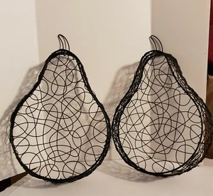 METAL BASKETS PEAR SHAPED - SET OF TWO - 15 INCH TALL BY 10 INCH WIDE  - Picture 1 of 5