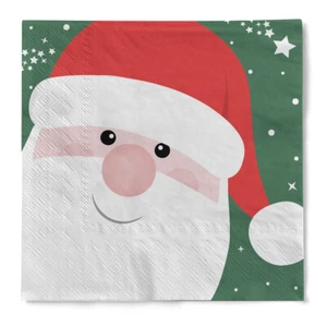 Cocktail-Serviette "Funny Santa" in Grün aus Tissue 3-lagig, 25x25 cm, 20 Stück - Bild 1 von 5