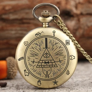 Orologio da tasca Bill Cipher quarzo analogico ciondolo collana fob orologio catena regalo - Foto 1 di 6