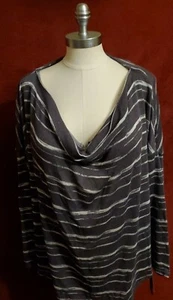 Apt 9 Sweater Pullover Striped long sleeve grey white womens plus size 3X Bling - Picture 1 of 12