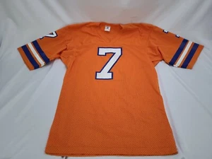 Vtg 80's Orange Denver Broncos #7 ELWAY Official NFL Jersey Ravens Knit Sz L - Imagen 1 de 8