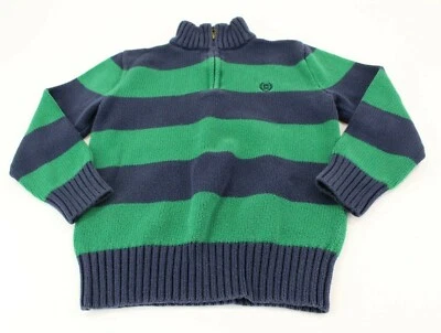 Boys' CHAPS Sweater Navy Blue/Green Striped Size 6 - Image 1 of 4