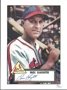 AUTOGRAPHED 1952 TOPPS ENOS SLAUGHTER PHOTO- 8-1/2 X 11-1/4 - JSA AUTHENTICATED - Picture 1 of 2