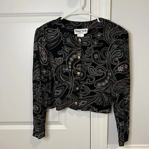 Ronni Nicole By Ouida Jacket Womens Small Open Front Black Embroidered Cardigan - Picture 1 of 5
