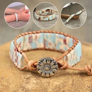 Opal Tube Stone High Quality Mind Peace Braided Bracelet Healing Handmade - Picture 1 of 9