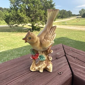 Vintage Norleans Japan gelber Kanarienvogel auf einem Zweig mit roter Blume - Bild 1 von 8