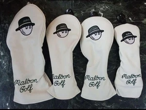 Malbon Golf 4pcs White Golf Club Headcover Set Driver Fairway UT PU Leather New2 - Picture 1 of 1