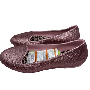 NWT Crocs Eve Pink Sparkle Flats, Size J3 (Youth/Juniors 3) - Picture 1 of 8