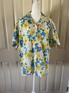 Vintage Hawaii Hemd xl Bobbie Brooks gelb weiß blau grün Cruisewear Strand - Bild 1 von 11