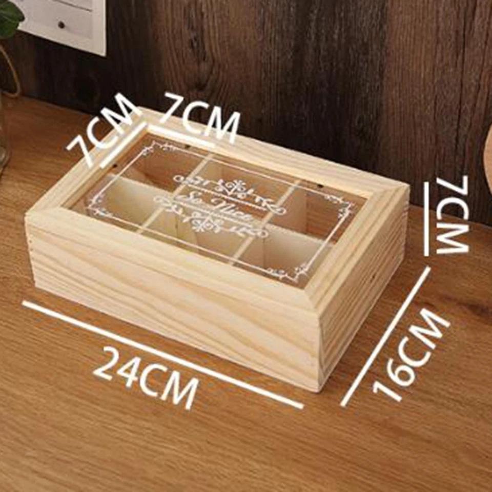 Wooden Tea Box Tea Storage Box with Clear Acrylic Box Small Wooden Box Tea Bag - Image 1 of 4