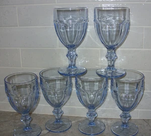 Gibraltar Misty Light Blue Water Goblets Libbey Glass Company 6 3/4” Set of 6 VG - Picture 1 of 9