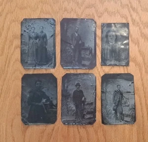 Farbige Familienfotos Lot von 6 um 1860 Iowa Familie Antik 3,5 x 2,3 Zoll - Bild 1 von 4
